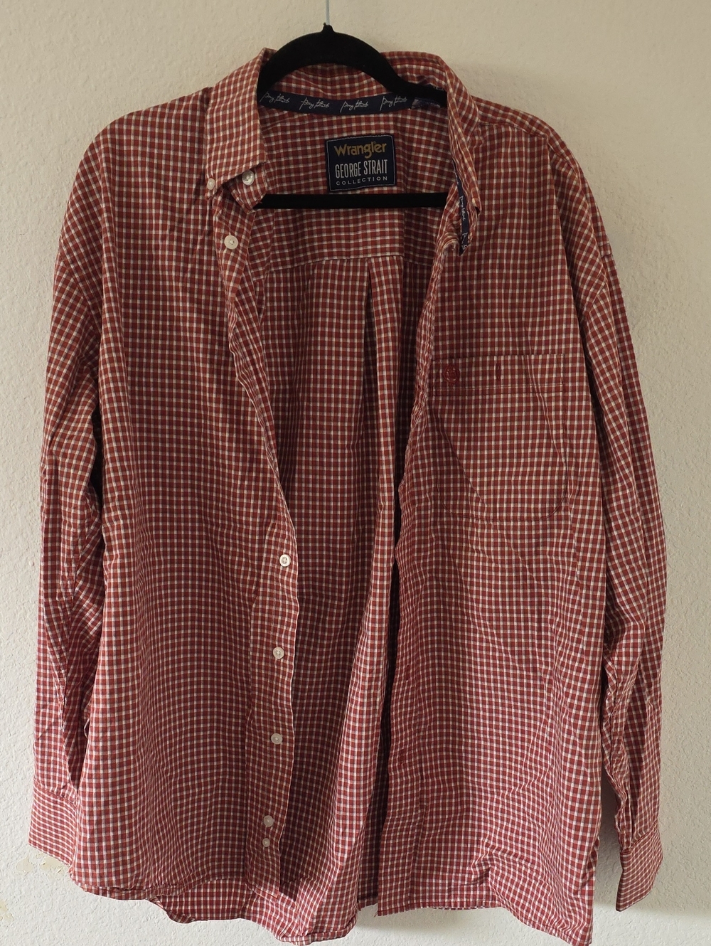 Wrangler George Strait Red and White Check Button-Down Shirt
